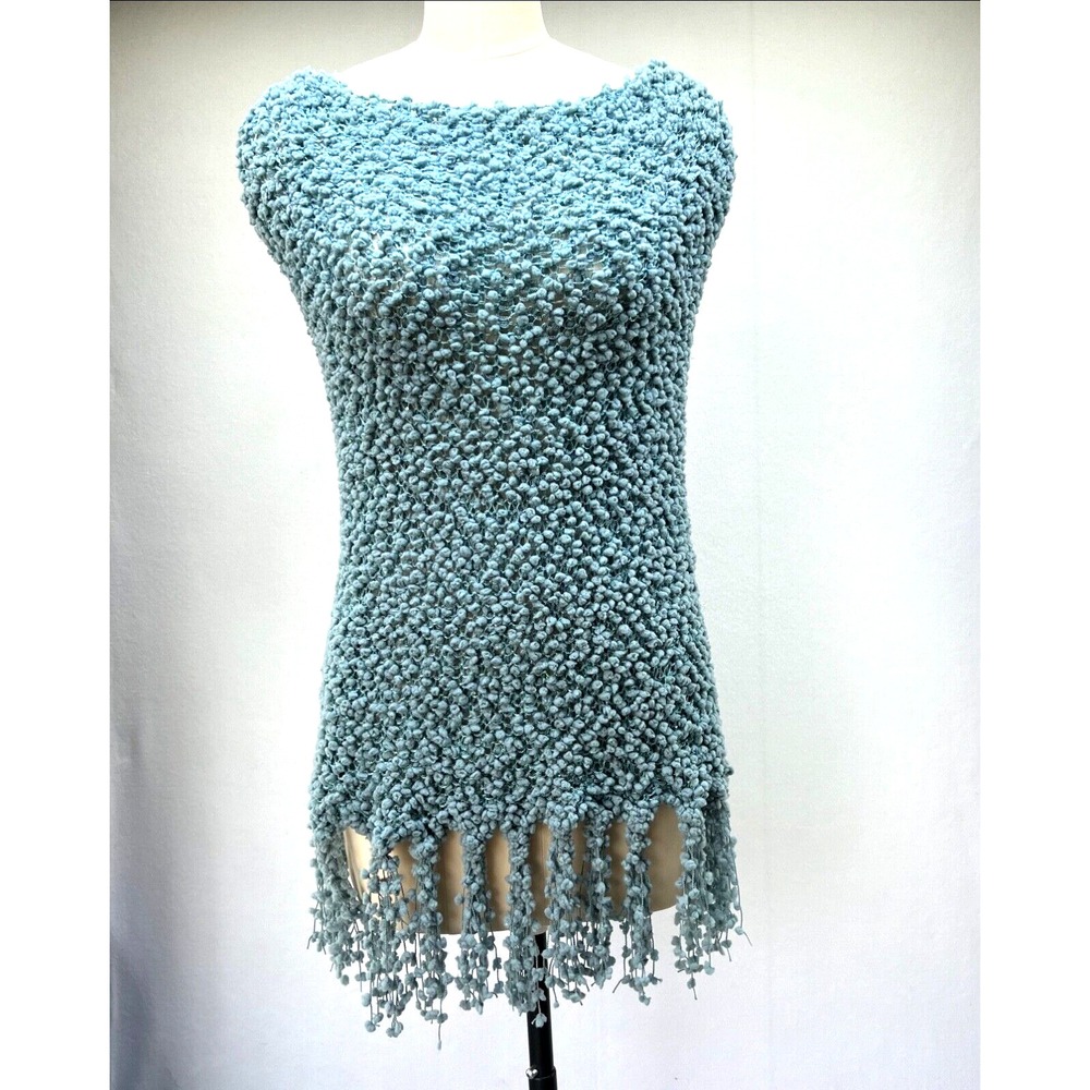 Simply Noelle Womens Crocheted Boho Hippie Fringe Sleeveless Topper **See Read**